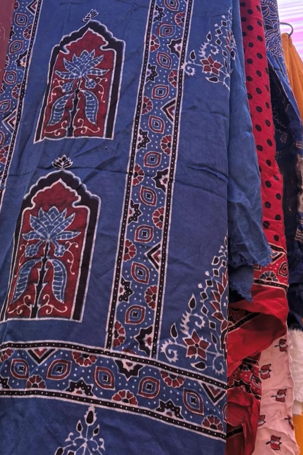 Premium Indigo Blue Floral Block Print Cotton Fabric | Ethnic Traditional Dress Material