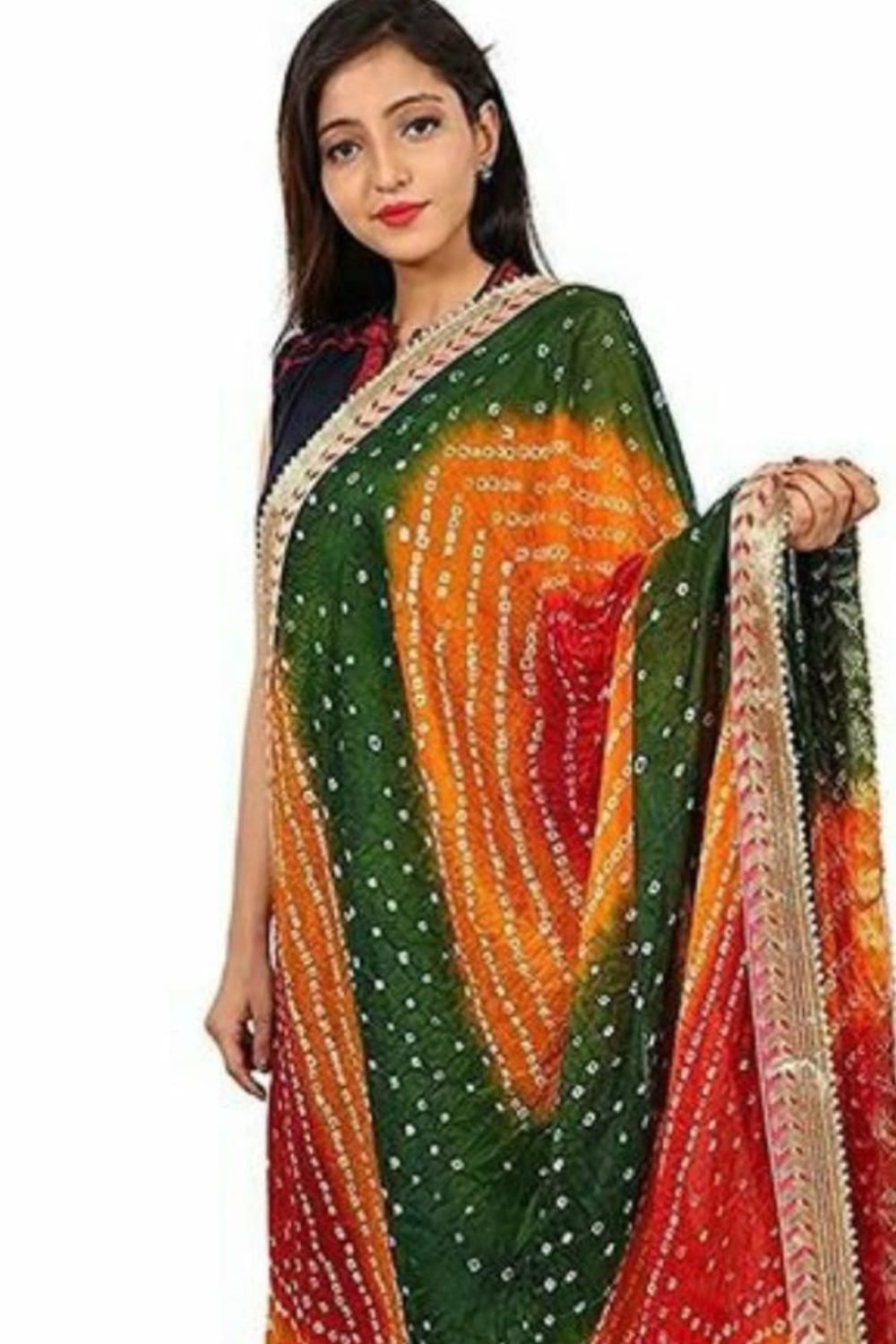 Elegant Multicolor Bandhani Printed Georgette Saree with Designer Border