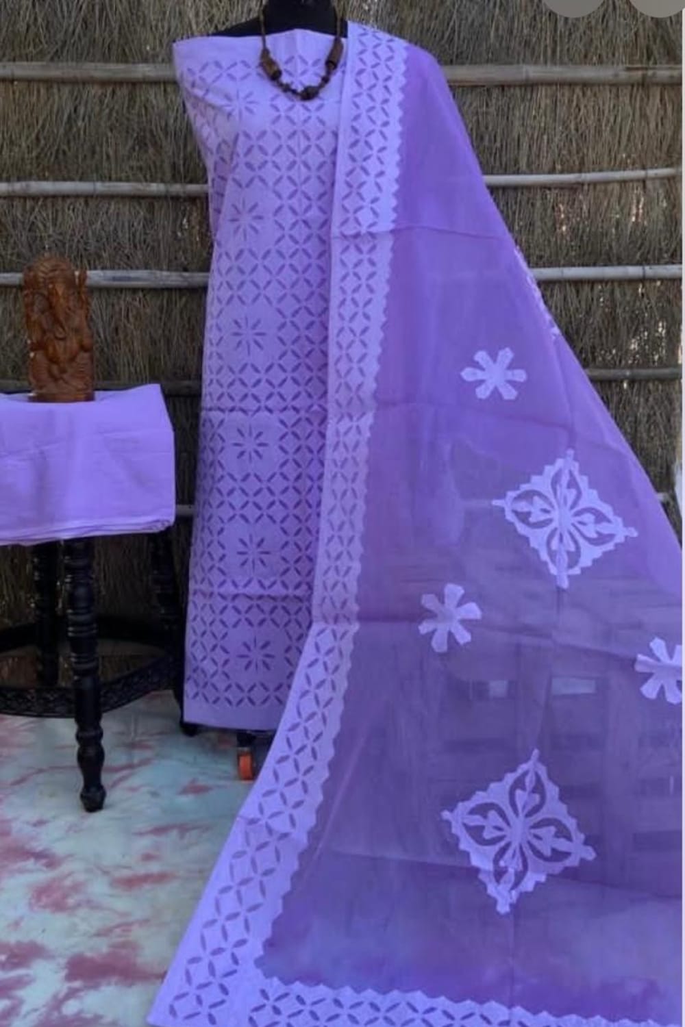 Graceful Lavender Designer Dress Material Set with Dupatta