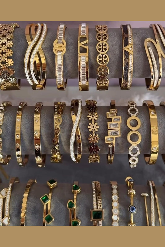 Luxury Gold Designer Cuff Bracelets – Modern Crystal & Statement Bangle Collection