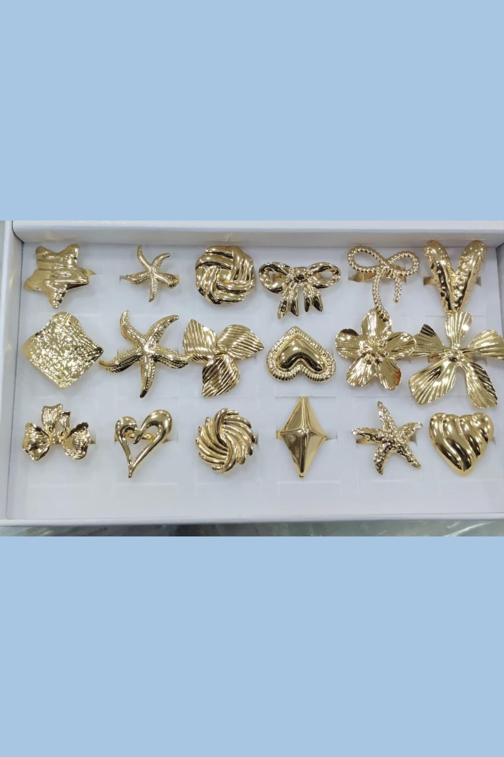 Luxury Gold Statement Rings Set – Floral, Heart & Abstract Designer Collection