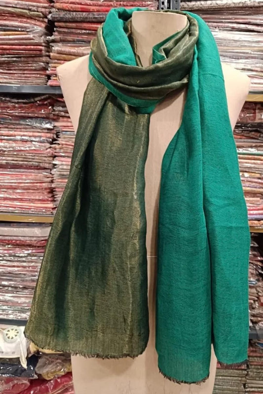 Elegant Dual Tone Green Soft Silk Stole