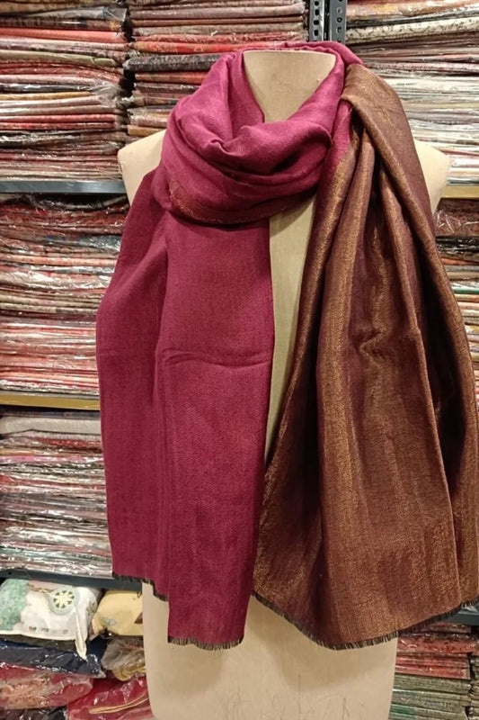 Premium Dual Tone Wine & Bronze Soft Silk Stole